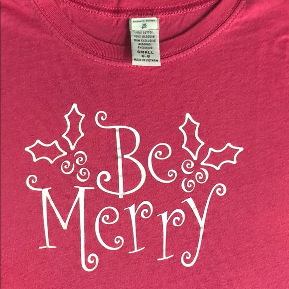 “Be Merry” Pink Holiday Girls T-Shirt 💕 - Picture 1 of 3